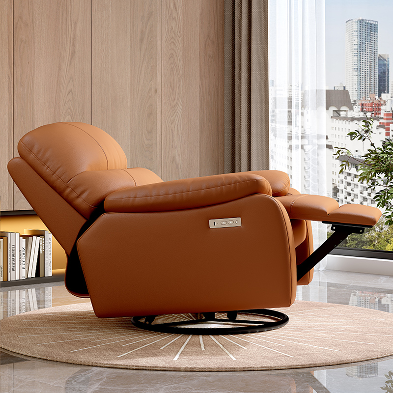 Hot Sale Reclining Luxury Single Sofa Chair Single Leather Recliner Rocking Electric Swing Leather Sofa Recliner
