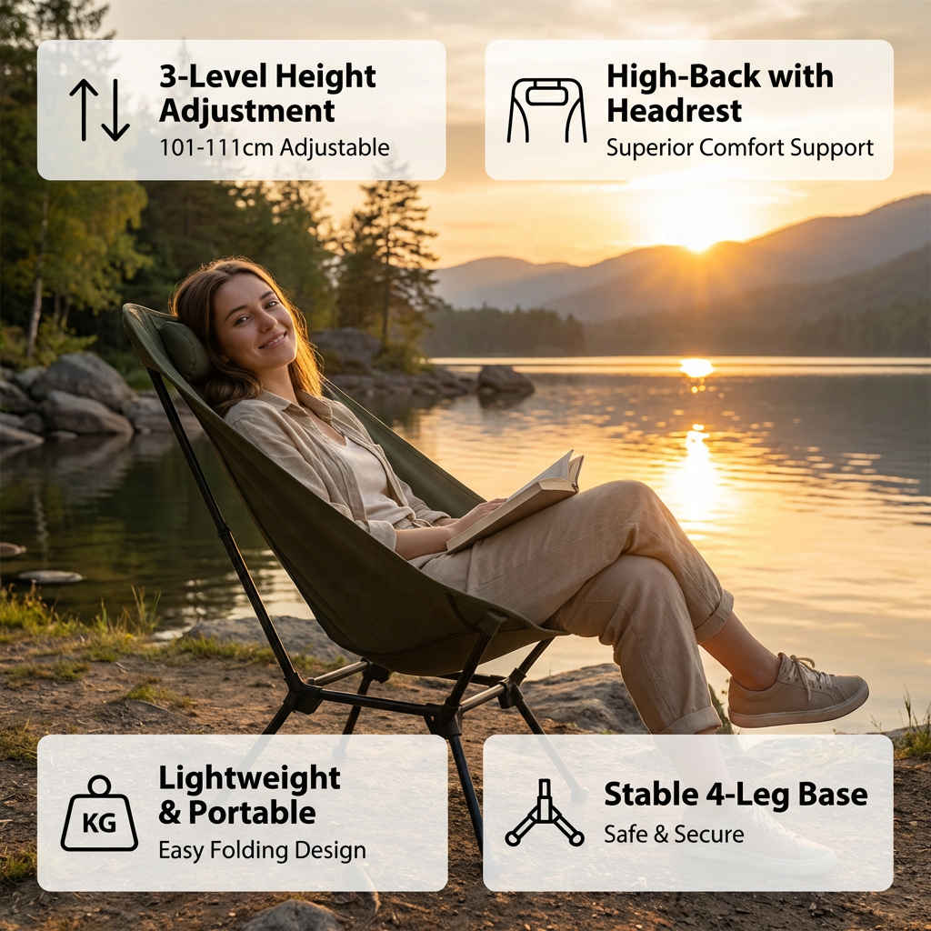 Modern Aluminum Outdoor Folding Lounge Chair 600D Oxford Fabric-Portable Furniture for Picnic Camping Fishing Office Reclining