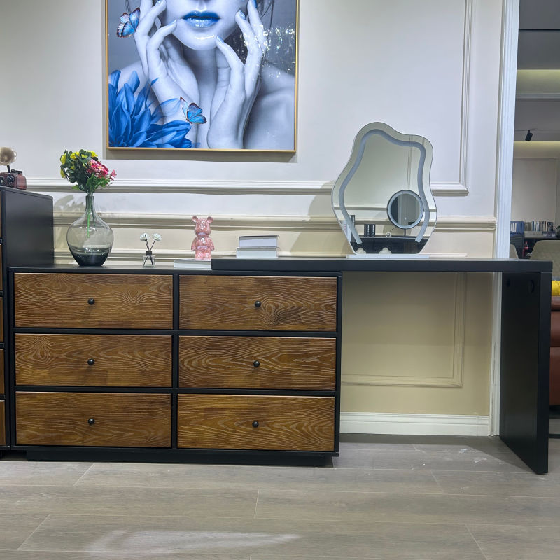 High Quality Modern European Drawers Storage Bedroom Furniture Nordic Vanity Makeup Dressing Table With Mirror and Stool