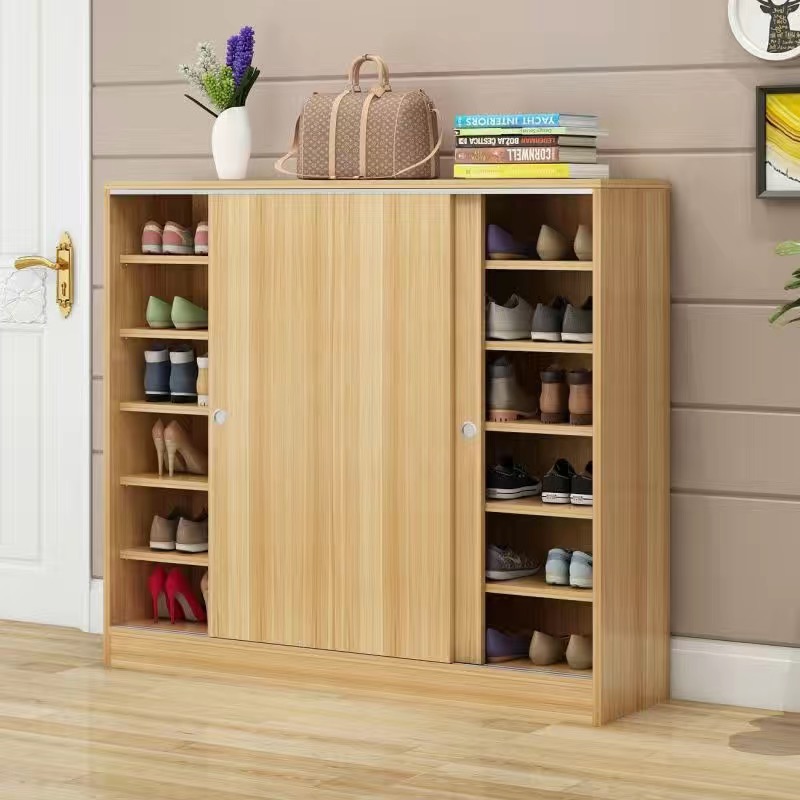 Contemporary High Quality Large Size Wooden Shoe Rack Sliding Door Durable Stylish Home Hotel/Apartment Furniture Shoe Cabinet