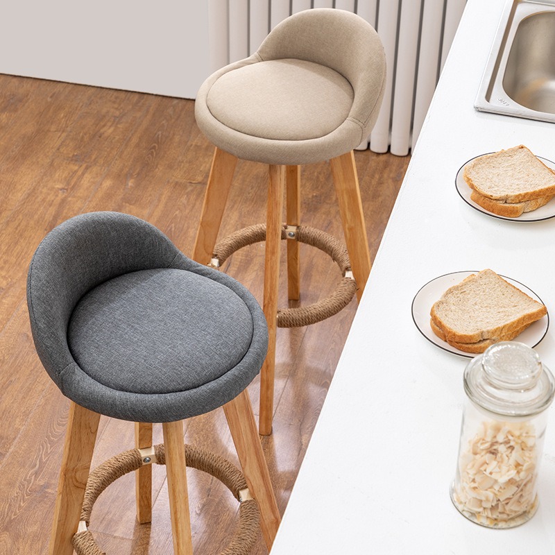 Nordic Antique Nail Leather Luxury Swivel Kitchen Home Wood Wooden Modern Cheap High Stool Bar Chair