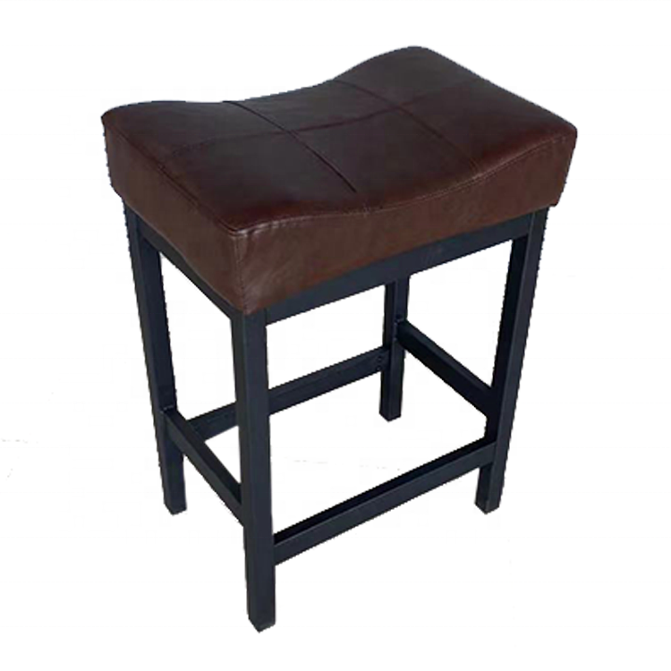 Contemporary Comfortable Faux Leather Metal Bar Stool High Chair-Eco-Friendly Commercial Use for Hotel and Kitchen