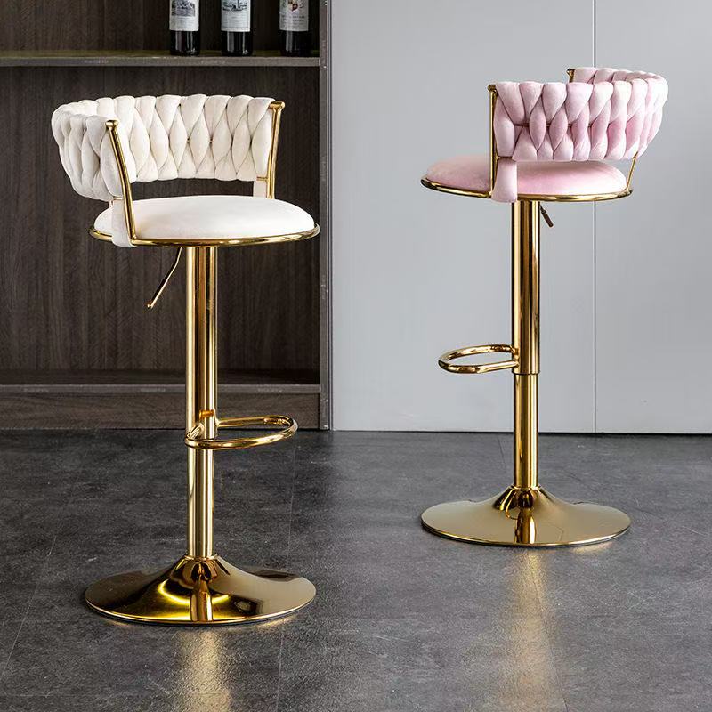 High-end Luxury Adjustable Swivel Bar Stool Backrest Iron Frame Modern Minimalist Design for Home Kitchen Island Bar Outdoor