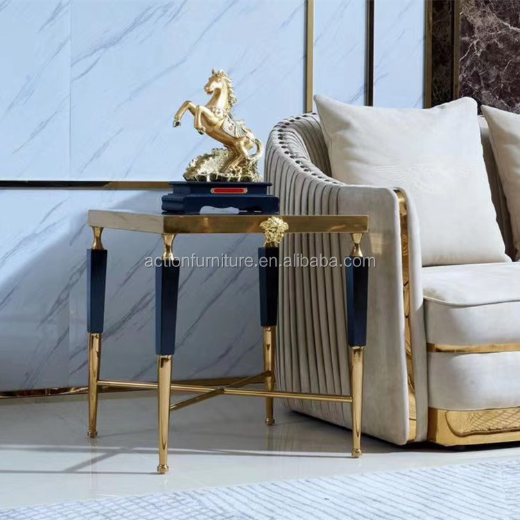 Living Room Furniture Stainless Steel Small Coffee Table China Style Tea Table for Home Hotel End Table