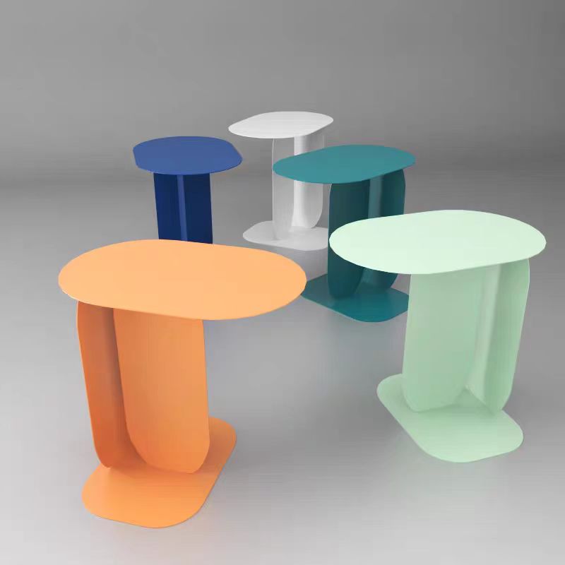 Modern Steel End Table for Living Room Oval Coffee Table with Slide under Sofa Side Table for Dining Bed or Couch