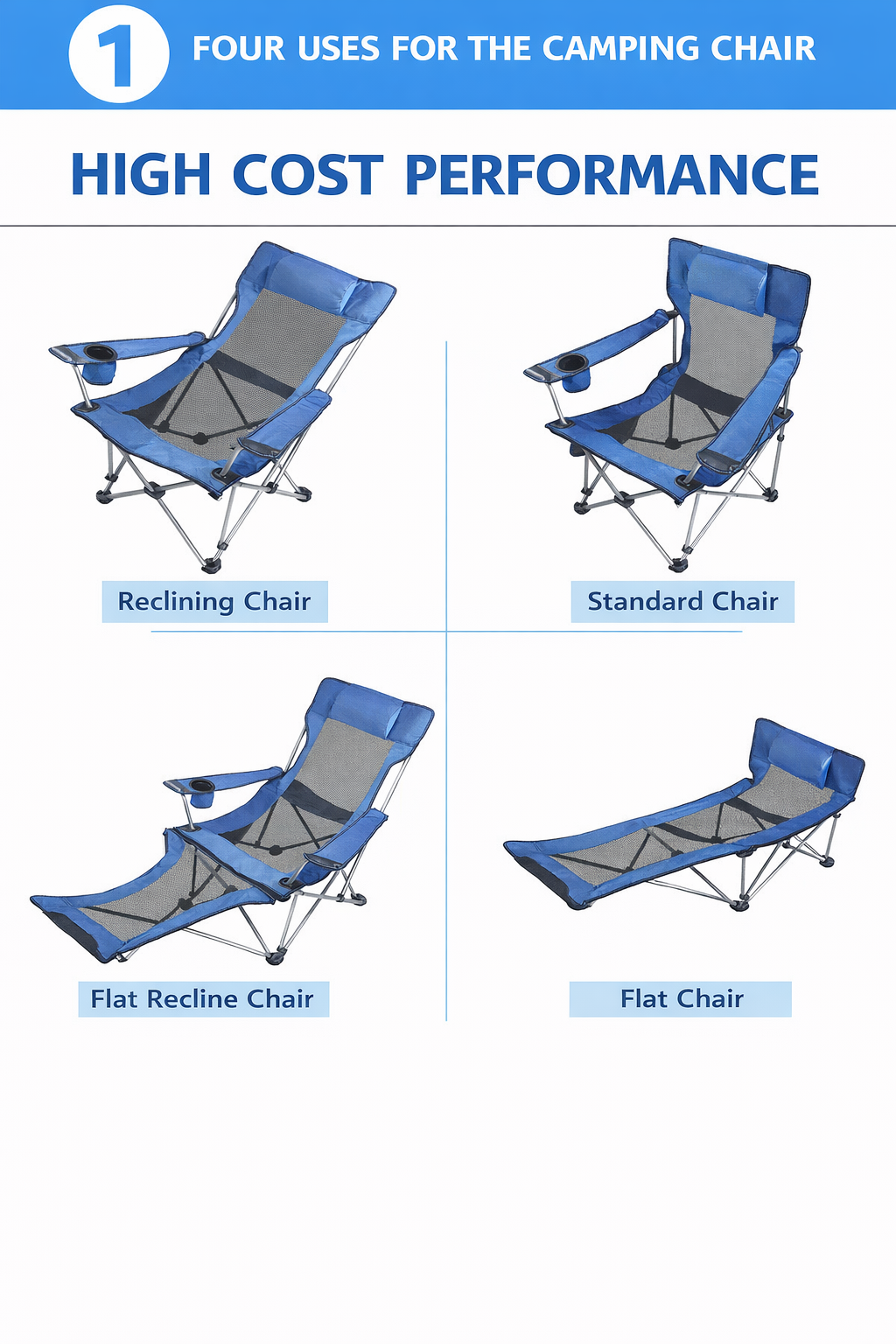 Modern Design Outdoor Folding Lounge Chair Portable Metal Beach Chair Seat for Camping Park School Use