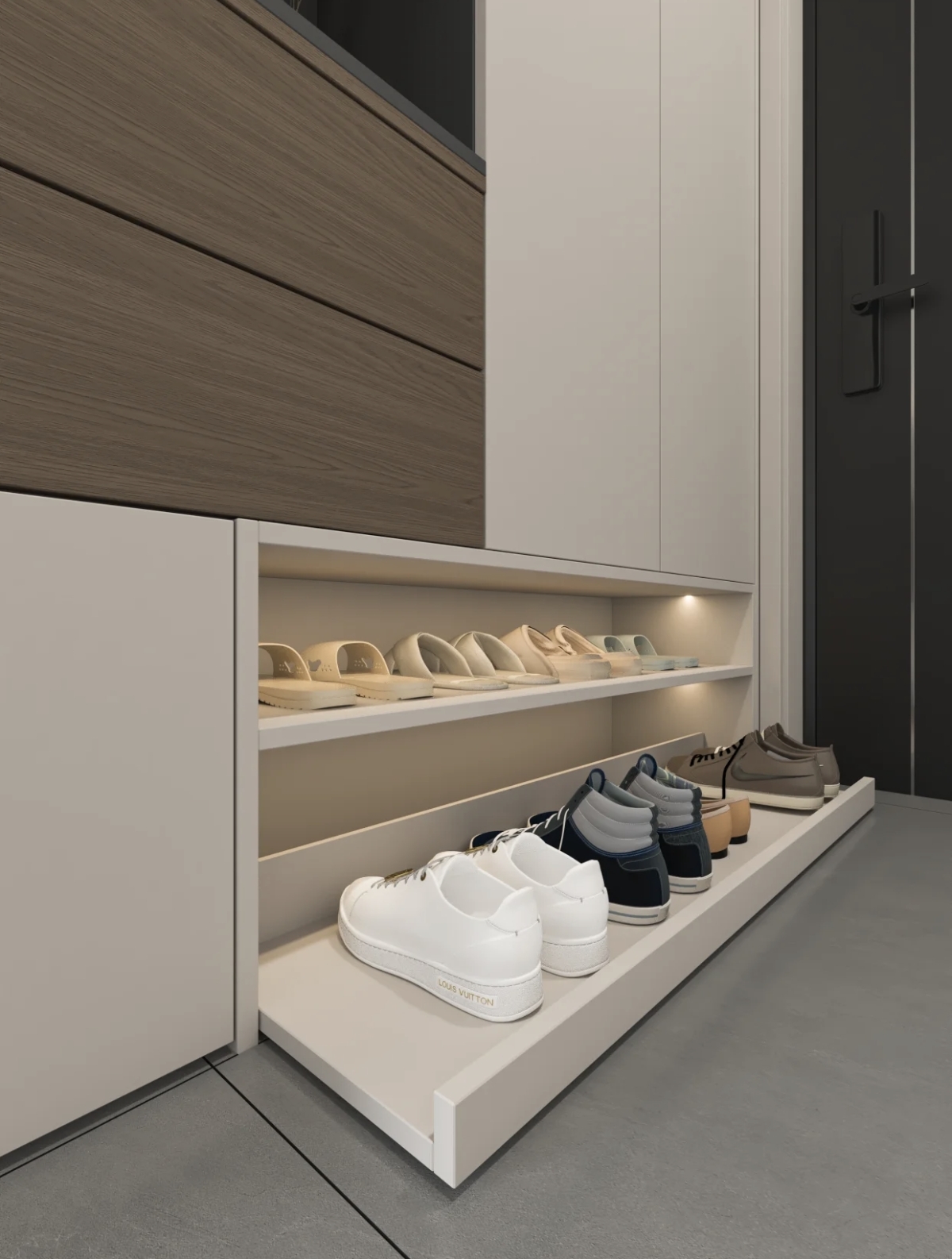 Custom Entryway Shoe Cabinet Solution for Home Builders | Made-to-Order Supply