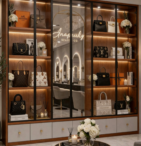 Modern Luxury Full Wall Shoe Cabinet with Tempered Glass Doors LED Sensor Light Large Capacity Wardrobe for Villa
