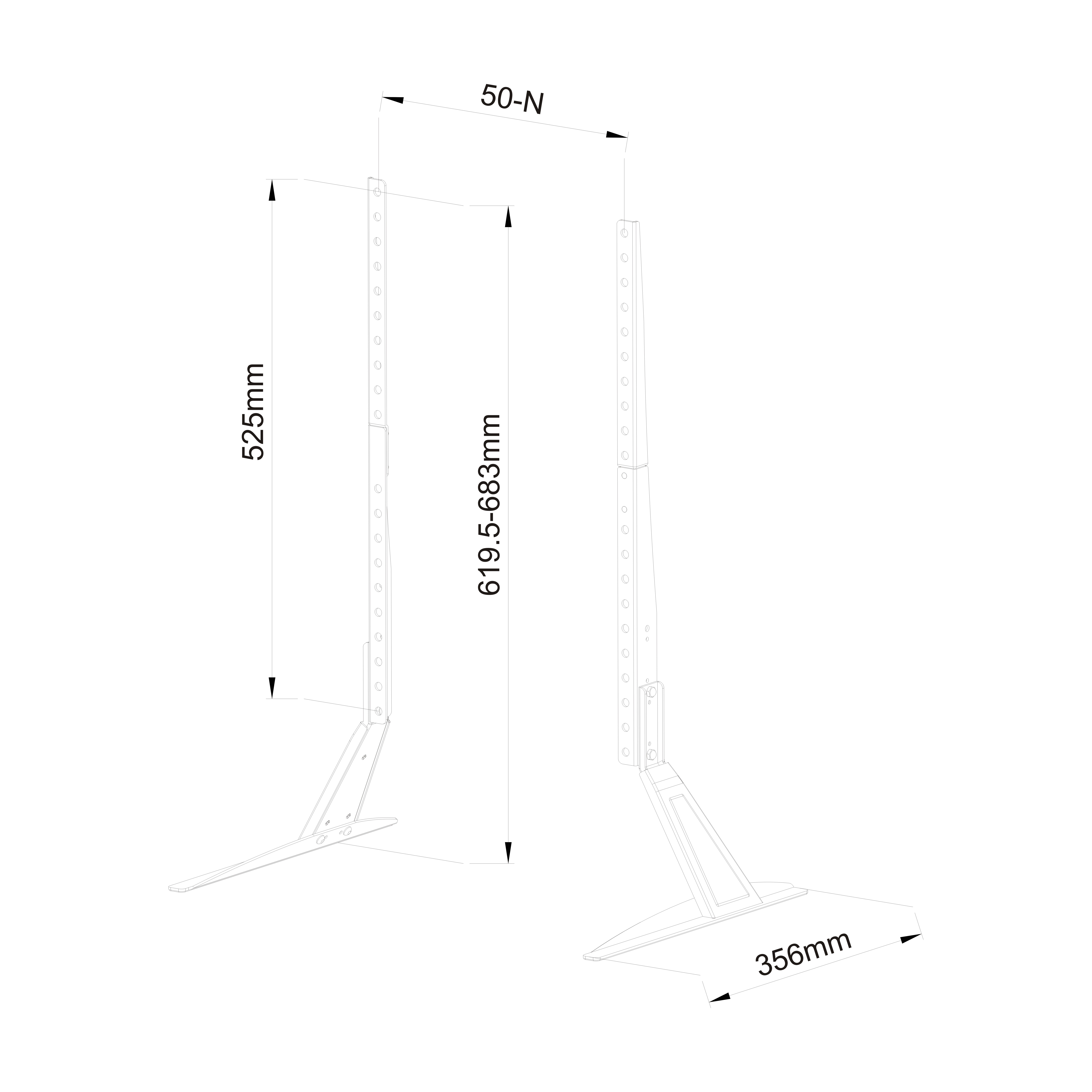 800 X 400 VESA Simple Design Vertical Table Top Tv Stand for 37"-65" Size TV