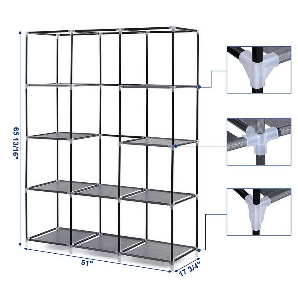 Best Sell Portable Adjustable Wardrobe Easy Assemble Clothes Cabinets With Non Woven Fabric Cover for Renting a House