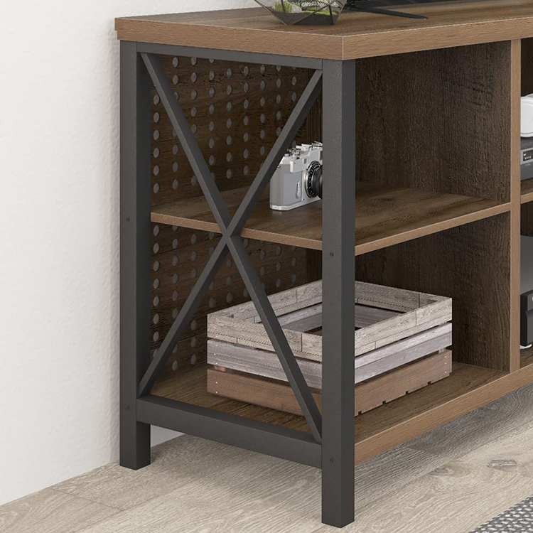 Rustic Farmhouse TV Stand Media Console Storage Cabinet Wood Modern White+Wood Color Adjustable Extendable TV Living Room Dining