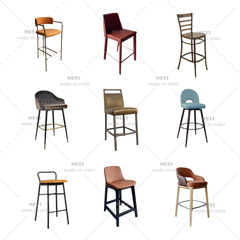 Modern Luxury Honeycomb Bar Stool High Chair Kitchen Island Counter Gold Metal Frame Leather Bar Chair Furniture