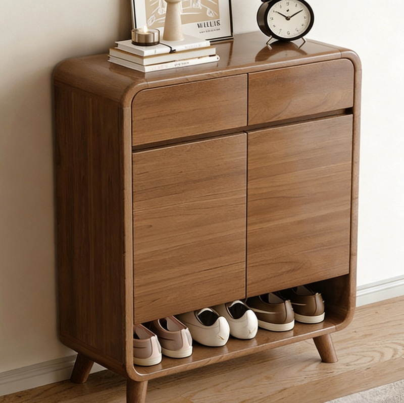 Large-capacity Solid Wood Color Shoe Cabinet for Home, Entrance Hallway, Integrated Storage Shoe Rack