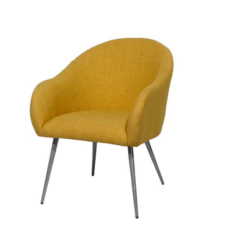 Yellow Armchair Leisure Sofa Chair with Metal Foot Modern Design Accent Armchair