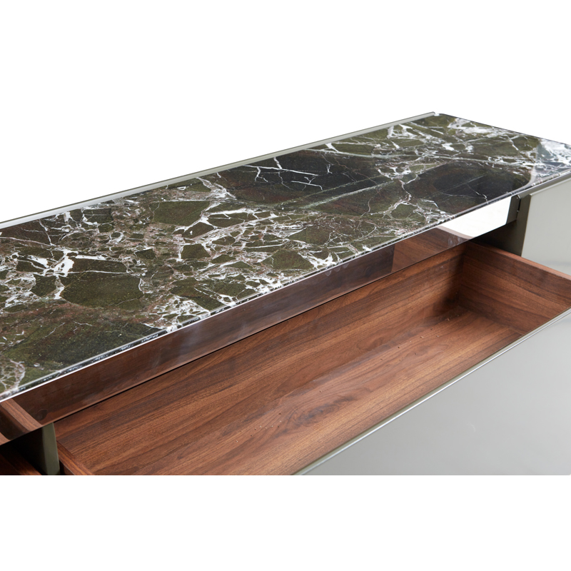 New Modern Stainless Steel Top Minimalist TV Stand with Storage for Living Room Apartment-Friendly
