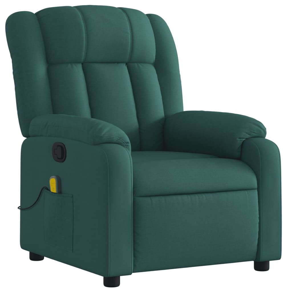 Dark Green Fabric Massage Recliner Chair Side Detail
