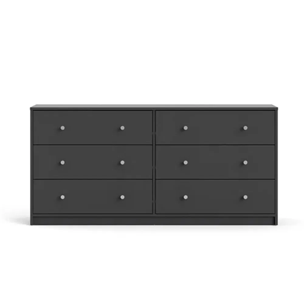 OEM Custom Black Wooden Clothes Furniture 6 Chest of Drawers