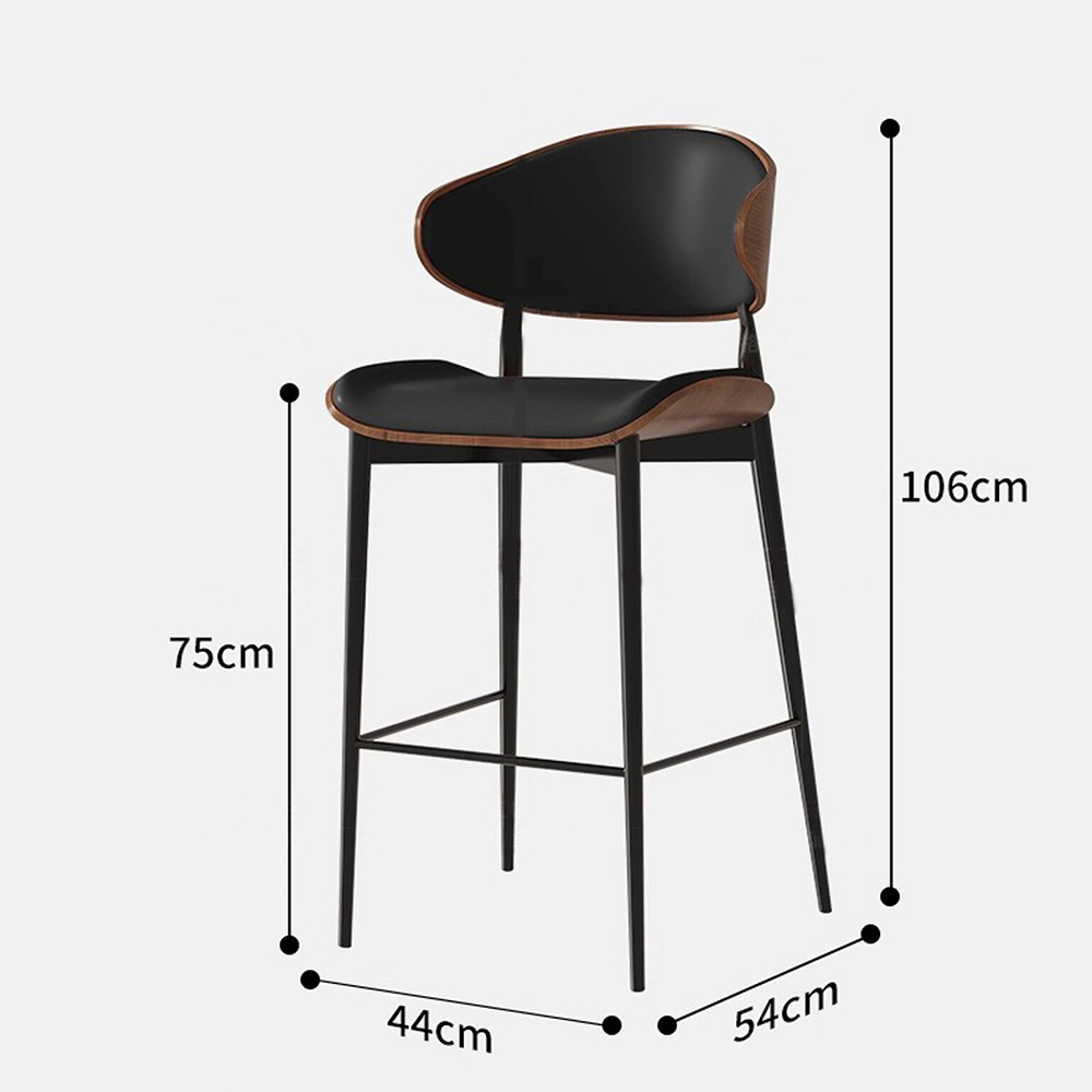 Light Luxury Modern Leather High Back Bar Stool with Metal Legs Eco-Friendly for Living Room Outdoor Dining and Home Use