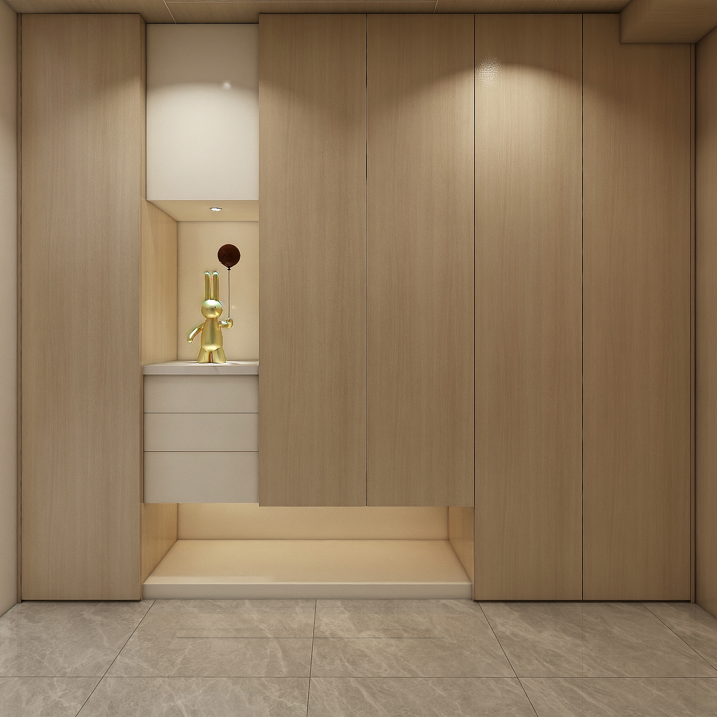 Modern Wood Color Wardrobe, Large Capacity Storage Cabinet for Bedroom