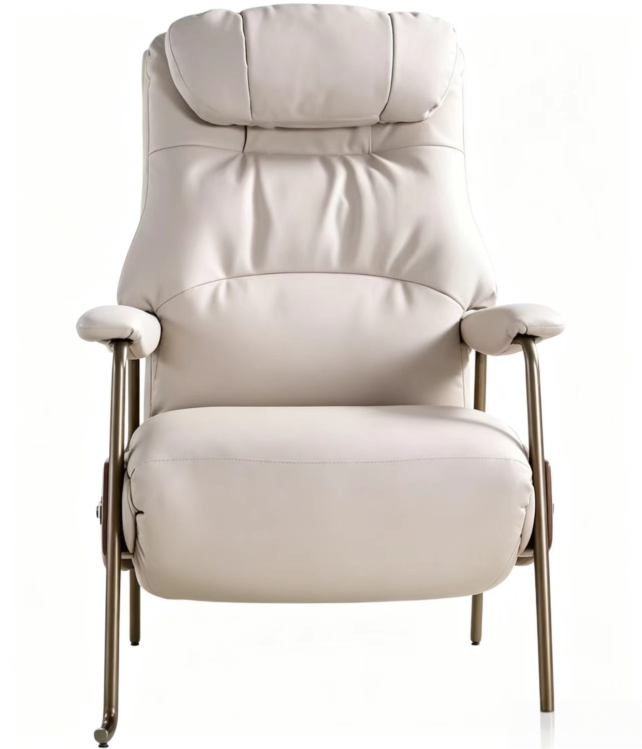 Luxury Modern Adjustable Leather Recliner Armchair Electric Lounge Chair with Wood Detail for Living Room Bedroom Home Office