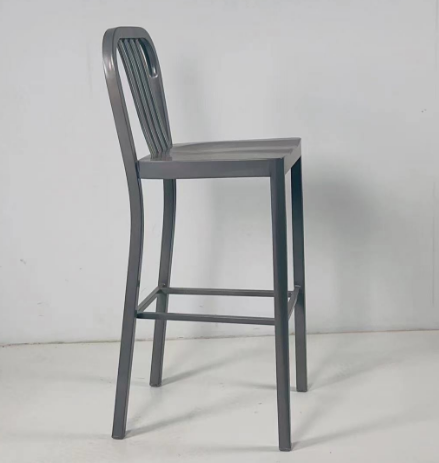 Bistro Grey Steel Navy Bar Stool