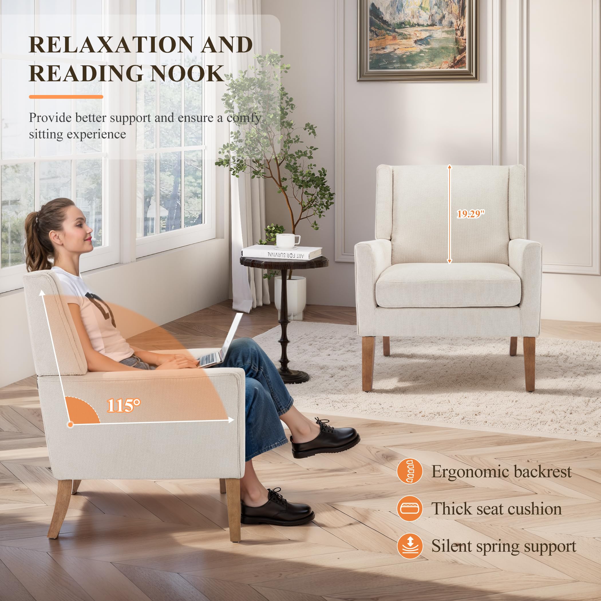Modern Leisure Single Relaxing Sofa Chair Grey Fabric Upholstered Club Chair Armchair Single Living Room Arm Accent Chair