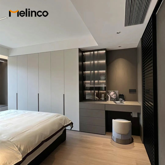 Melinco Custom Same Color Door Wall Cabinet System One-stop Solution Master Bedroom Cloakroom Walk-in Closet Storage Wardrobe