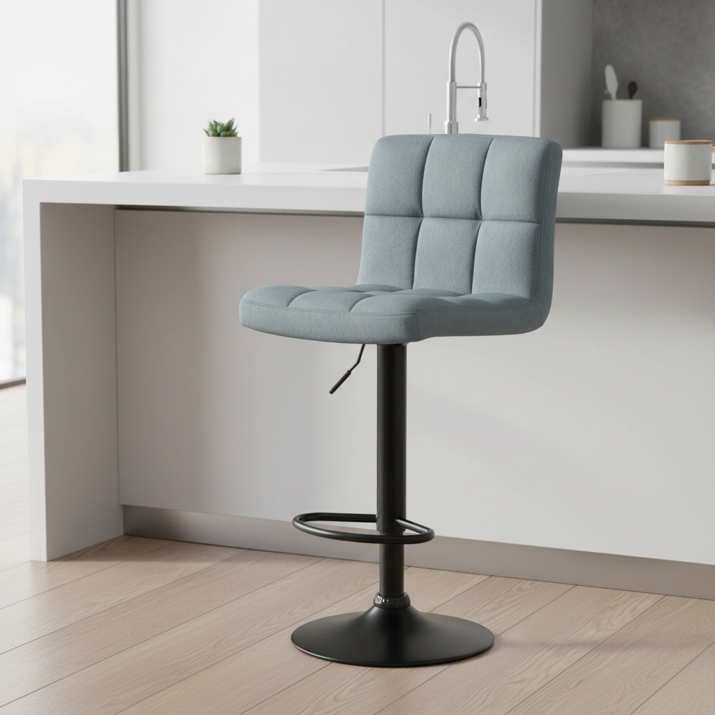 Custom Modern European Nordic Fabric Black Metal Leg Swivel Dining Counter Bar Stool for Home Office &amp; Hotel Use