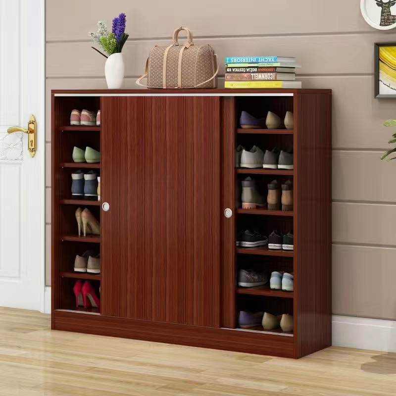 Contemporary High Quality Large Size Wooden Shoe Rack Sliding Door Durable Stylish Home Hotel/Apartment Furniture Shoe Cabinet