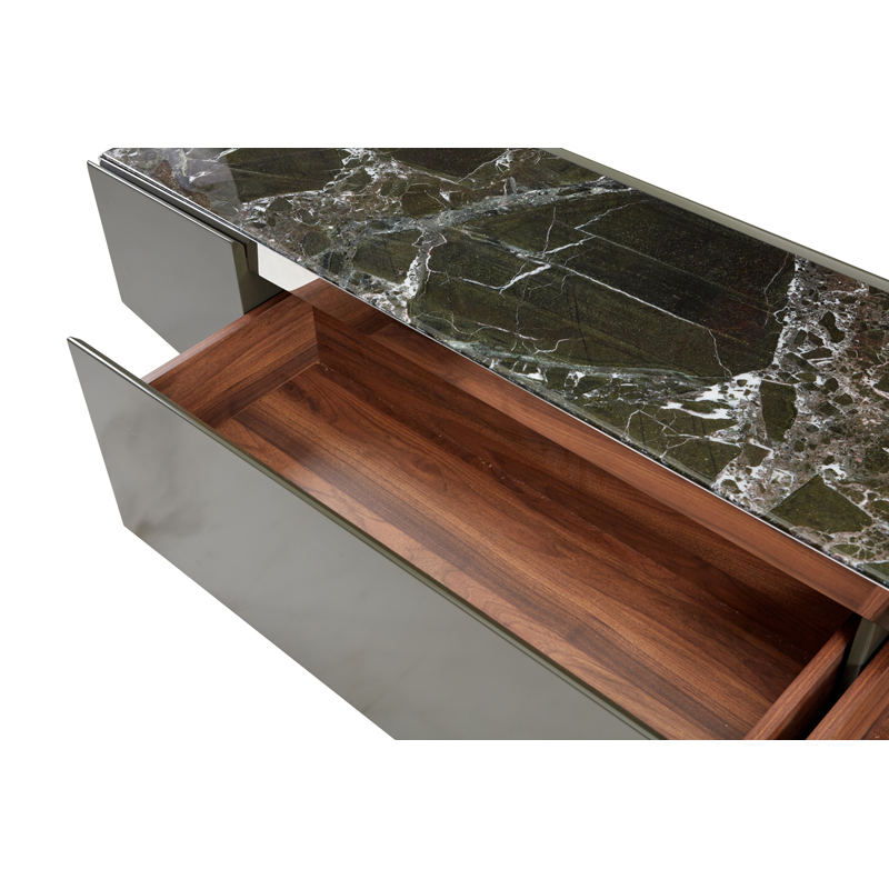 New Modern Stainless Steel Top Minimalist TV Stand with Storage for Living Room Apartment-Friendly