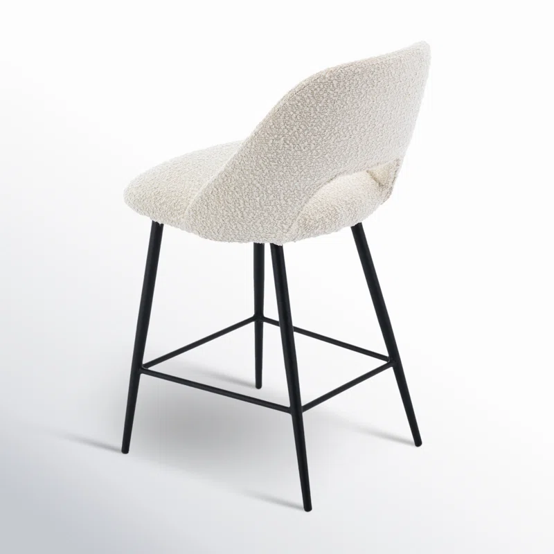 Valdez Boucle Bar &amp; Counter Stool Modern Design Furniture Hollow Back Counter High Chair Nordic Upholstered Bar Stool