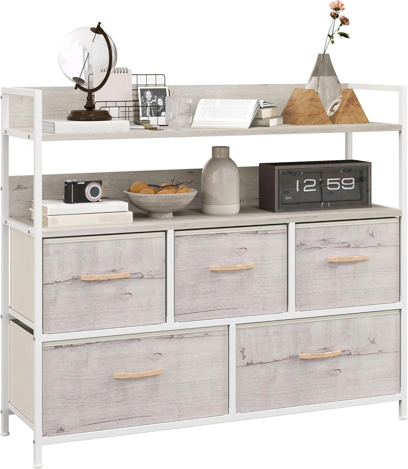 Contemporary Steel Frame Drawer Chest for Stylish Living Room Storage