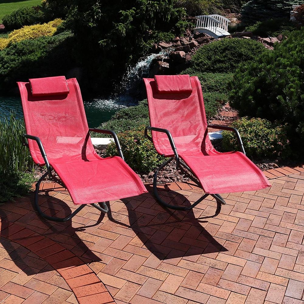 White Comfortable Lounge Chairs Lazy Lounge Chair Patio Garden Leisure Steel Rocking Chair
