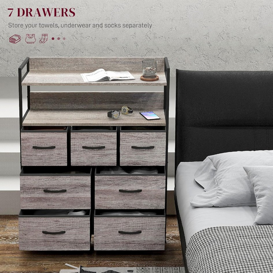 Contemporary Steel Frame Drawer Chest for Stylish Living Room Storage