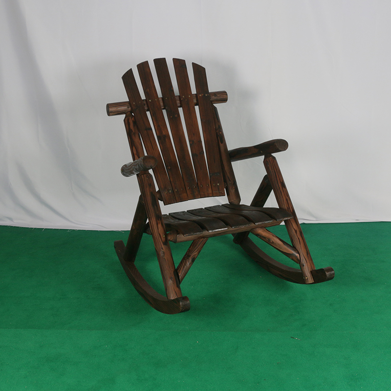 Carbonized Log Style Garden Outdoor Furniture Wood Patio Rocking Chairs for Adults