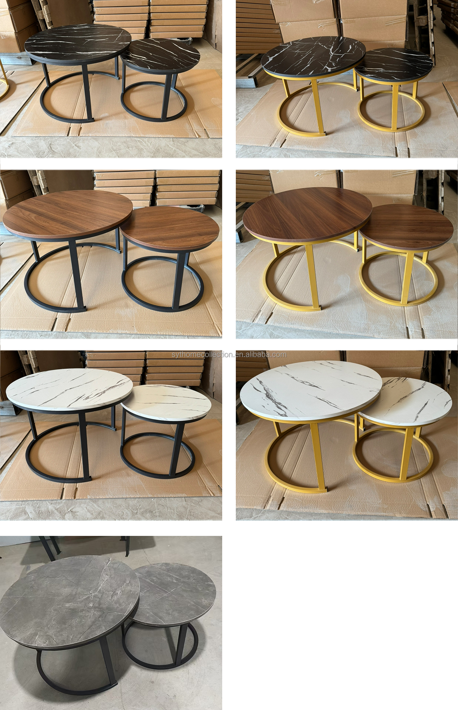 Nordic Luxury Simple and Modern Metal Stone Gold Nested Coffee Table MDF Style Extendable Sofa Side Table for Living Room