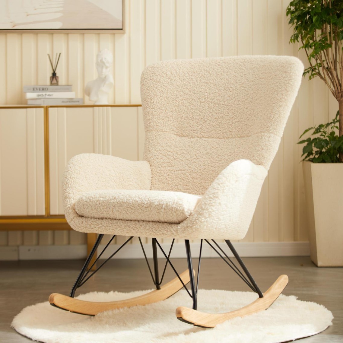 Nordic Rocking Chair Fabric Sofa Modern Simple Small Apartment Furniture Living Room Lazy Recliner