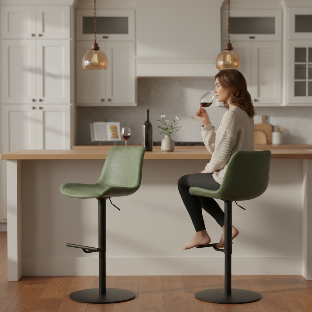 Modern Adjustable Height Durable Eco-Friendly Metal Base Commercial Bar Furniture Stool Home Bar Hotel Restaurant Use Swivel