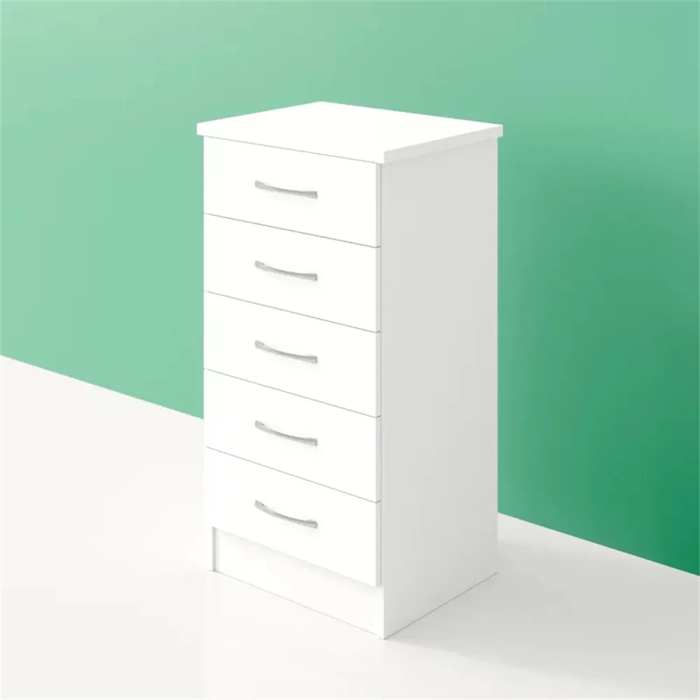 White Wooden Chest of Drawers Angle View