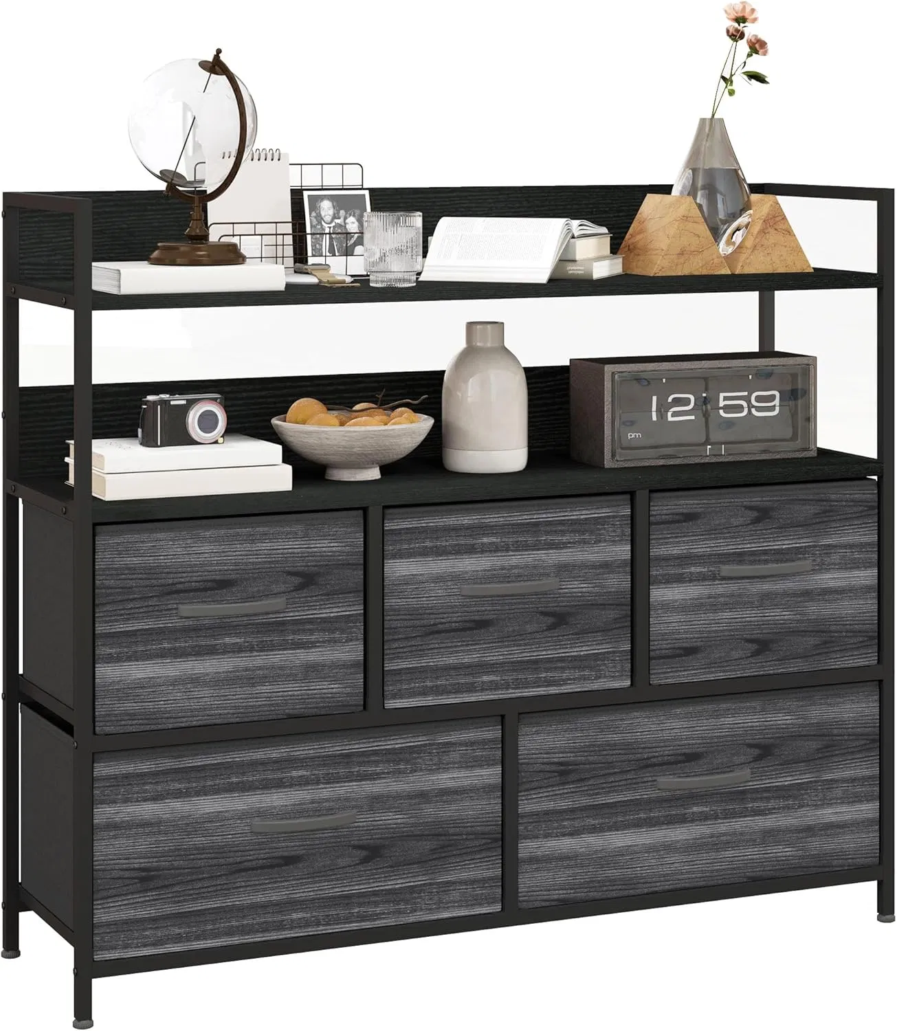 Contemporary Steel Frame Drawer Chest for Stylish Living Room Storage