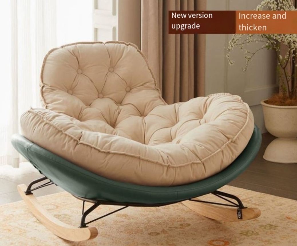 Nordic Casual Comfortable Reclining Rocking Sofa Chair Contemporary Leisure for Living Room Bedroom Hotel Balcony Relaxation