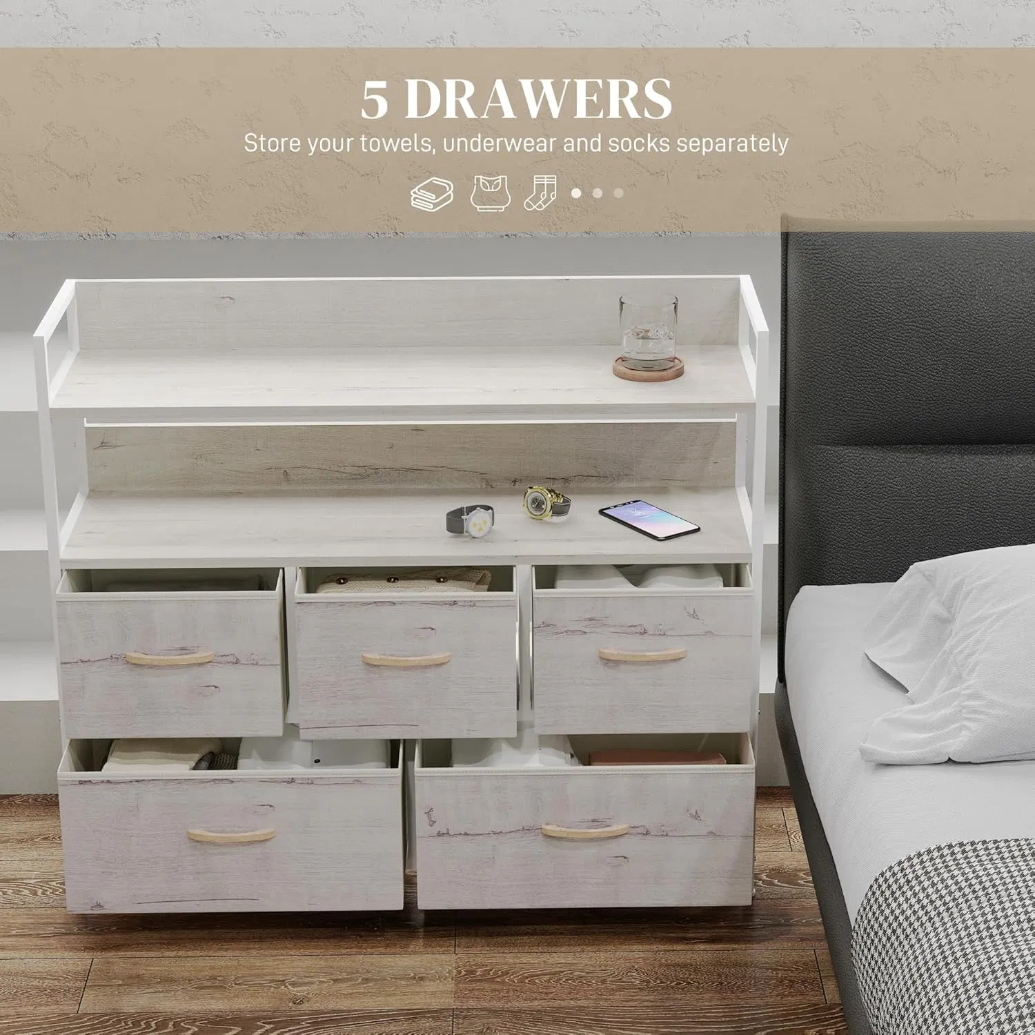 Contemporary Steel Frame Drawer Chest for Stylish Living Room Storage