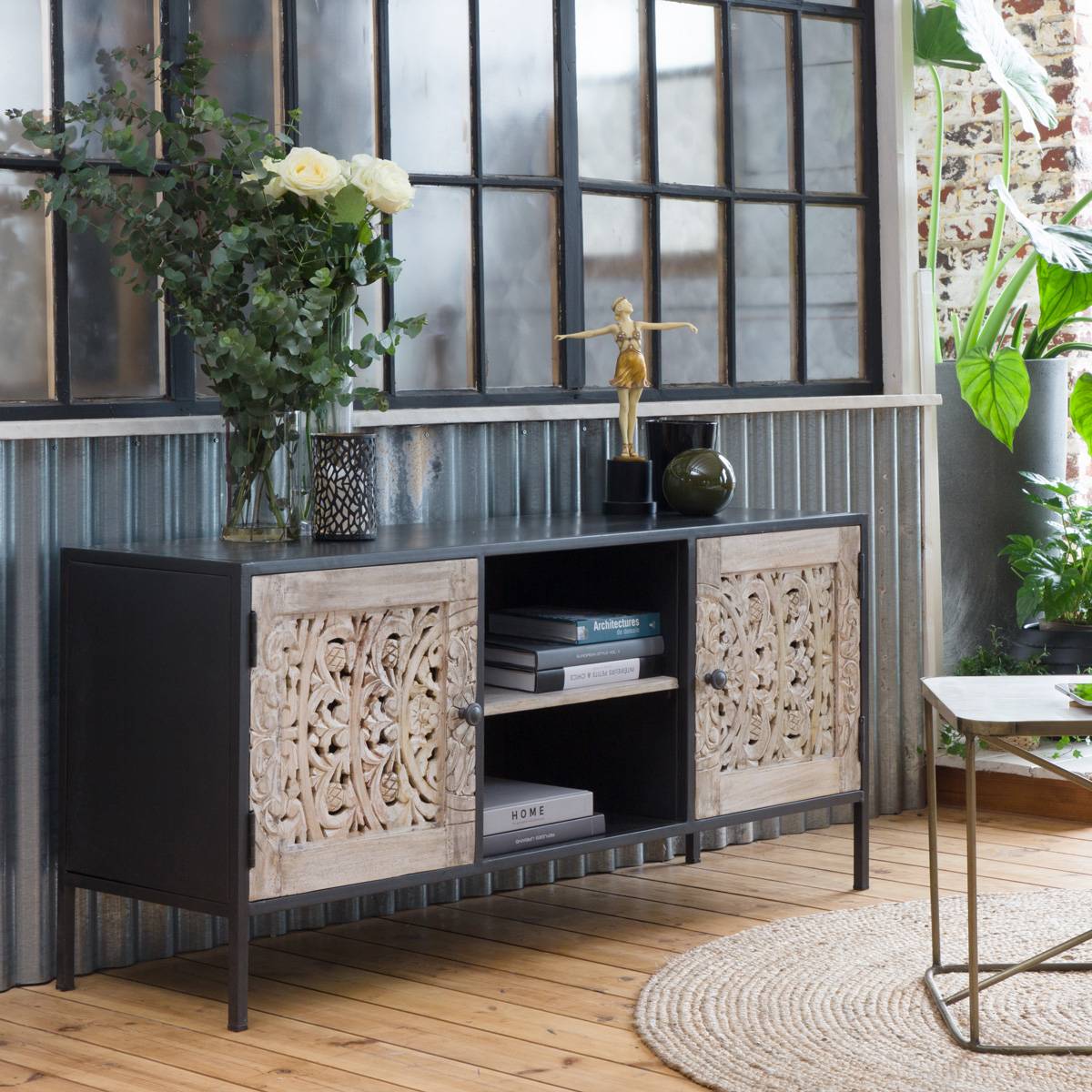 Vandana Cresta Terra bleached mango wood TV stand
