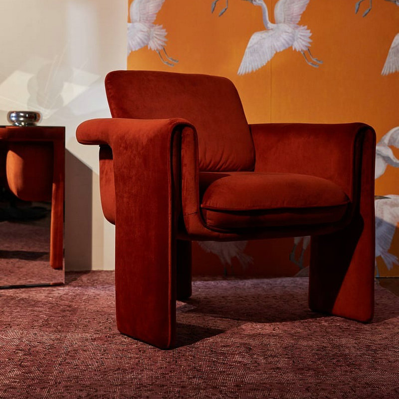 Modern Royal Lounge Armchairs Living Room Velvet Accent Chair Upholstered Single Sofa Chair Comfy Club Chair With Scooped Arms