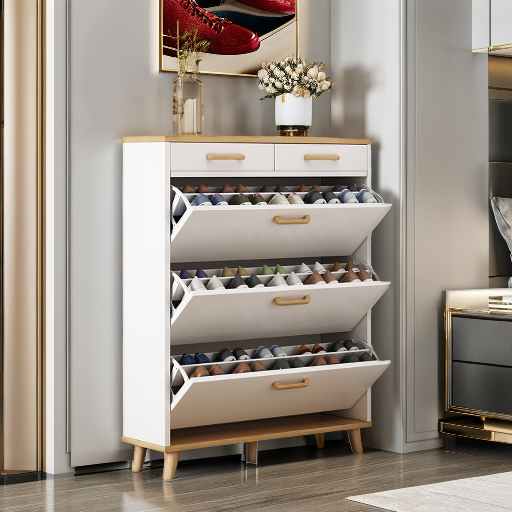 Modern MDF Wooden Shoe Cabinet Small Apartments Simple Home Furniture Shoe Storage Shoe Cabinet With Sliding Door