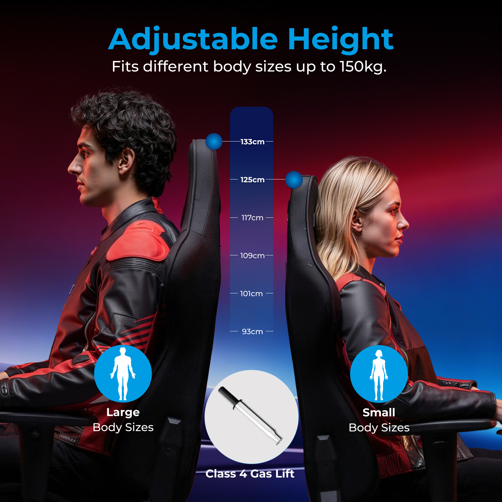 Ergonomic RGB Light Gaming Chair With Customizable Logo Adjustable 4 Gas Lift High Back 155 Degree Reclining Computer Seat