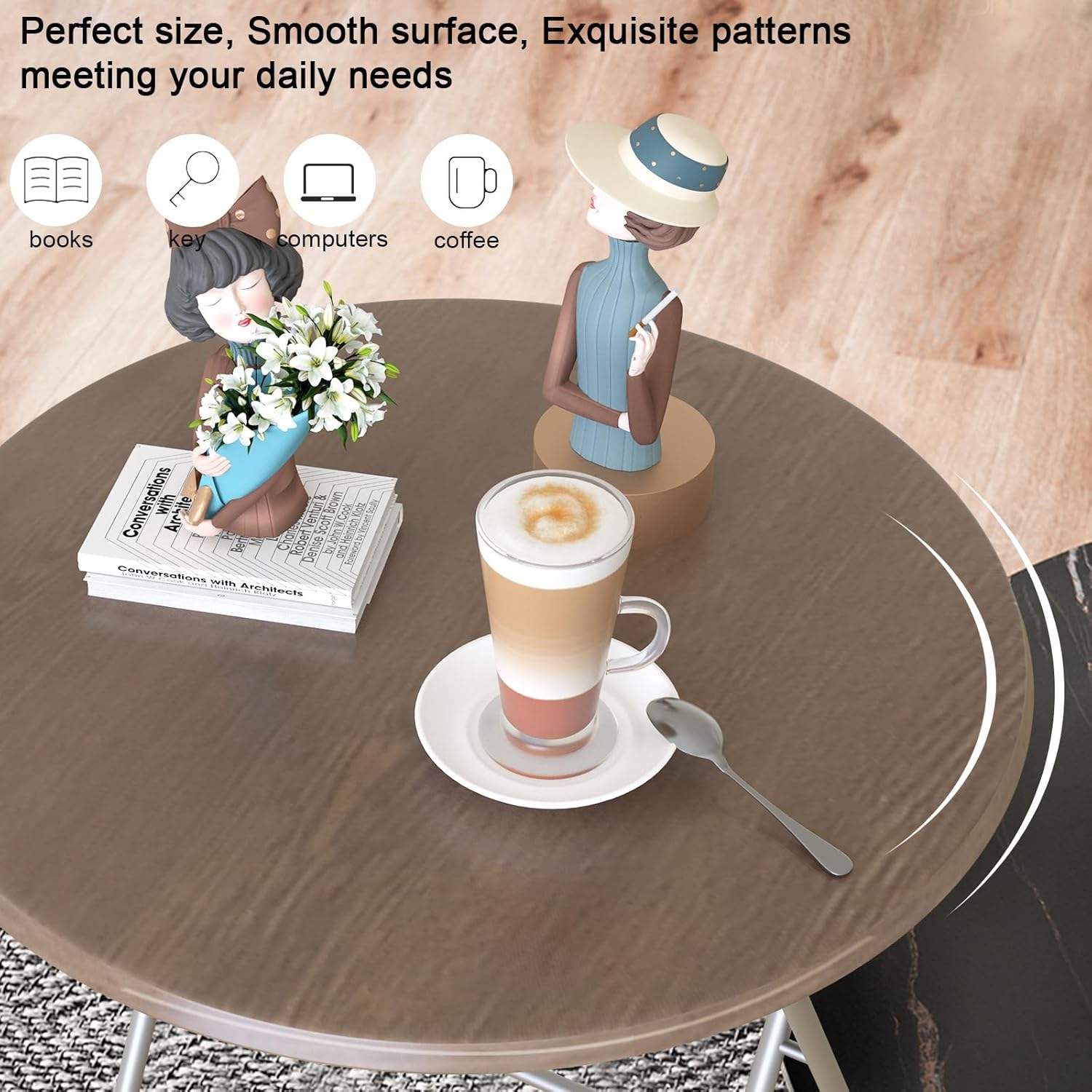 Portable Contemporary Folding TV Tray Table Small Round Foldable Side Table for Home Apartment &amp; Outdoor Use