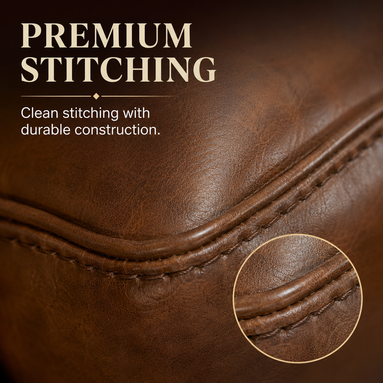 Comfortable Genuine Leather Single Armchair Classic Rolled Arm Accent Sofa with Nailhead Trim for Home Living Room Furniture