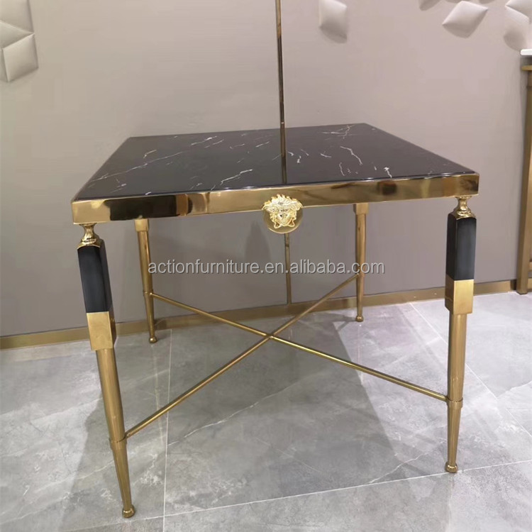 Living Room Furniture Stainless Steel Small Coffee Table China Style Tea Table for Home Hotel End Table