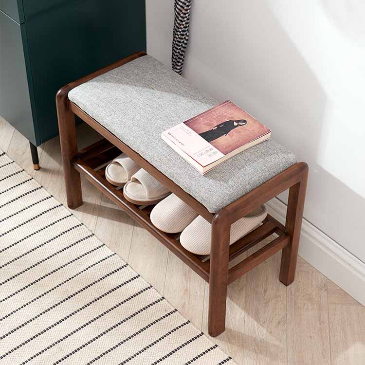 Entryway Bedroom Living Room Hallway Garage Shoe Rack Bench with Cushion Upholstered Padded Seat Storage Shelf Organizer